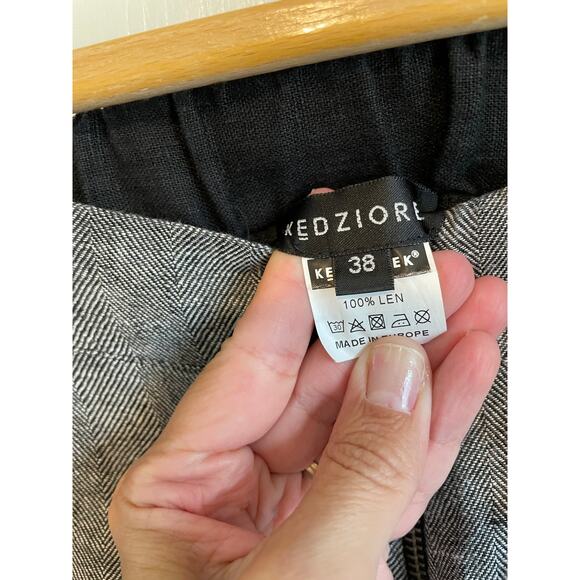 Kedziorek black gray pants tapered leg elastic waist casual pockets 38 US 8 - Picture 6 of 6